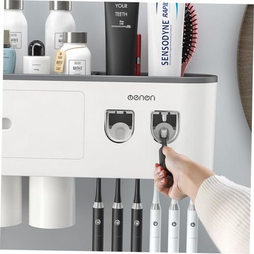 bathroom holder shelf rack shower caddy set toothbrush wall1 - 图1