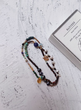 串珠饰品绿松石925珍珠颈链