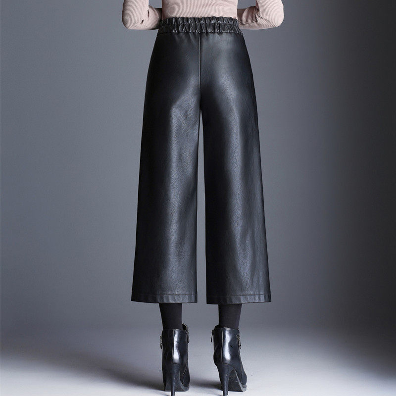 小矮个子阔腿裤PU皮阔腿裤女九分裤女皮裤秋冬高腰休闲裤女直筒裤,淘宝优惠券,粉丝福利购,淘宝优惠卷