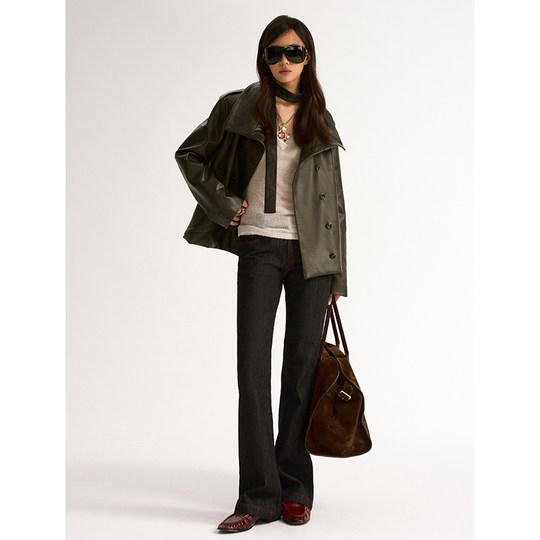 ANTIATAG 复古冷调双排扣廓形秋冬皮衣外套