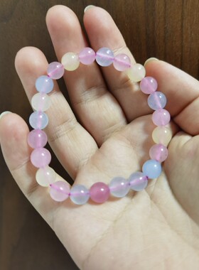 天然摩根石手串8m+圆珠链单圈手链女饰品好人缘招桃花彩色珠串秒