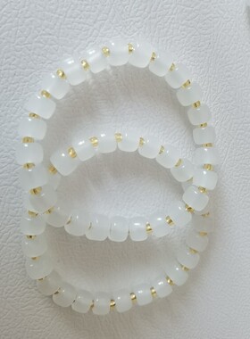 新疆白玉老型珠单圈手链8m珠串女饰品民族风现货拍一发二不退换秒