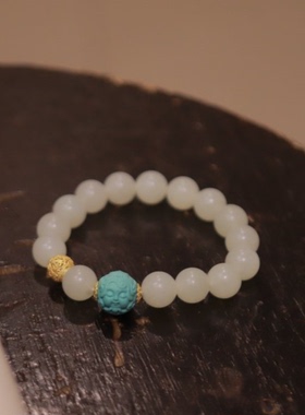 和田玉*合欢手串*k金镶嵌C22071801（多样性发货）