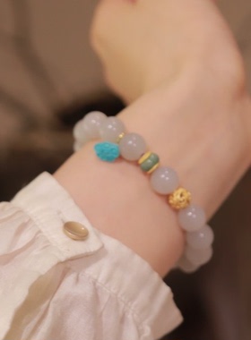 和田玉*禄云琛手串*S925镀金镶嵌PC22090508（多样性发货）