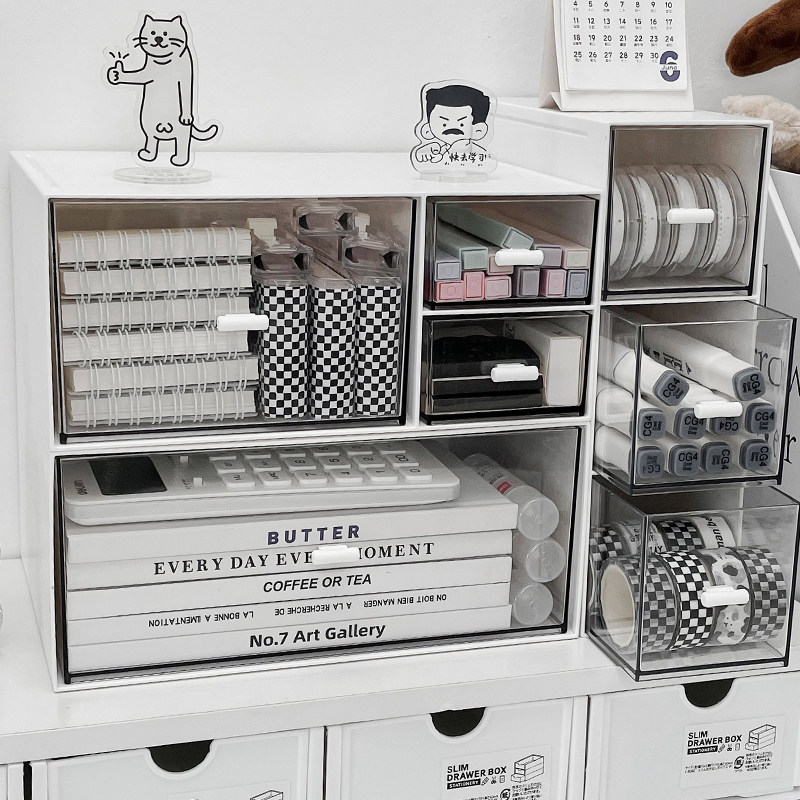 桌面宿舍置物架办公桌多层透明亚克力收纳架学生书桌抽屉式收纳盒,淘宝优惠券,粉丝福利购,淘宝优惠卷