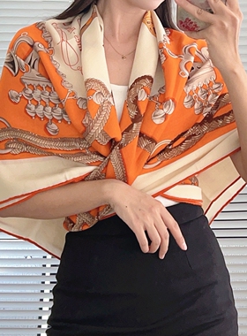 尖货鞍马高档真丝羊绒围巾大披肩