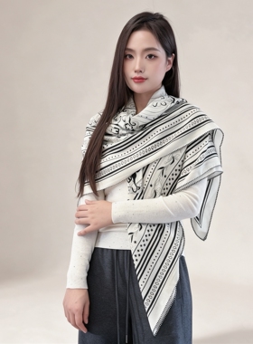 奢华亚马逊庆典真丝羊绒围巾披肩