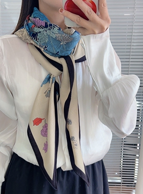 实拍轻扬花衣真丝羊绒女围巾披肩