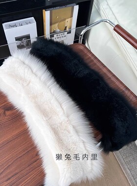 简约百搭双面方领狐狸毛围巾