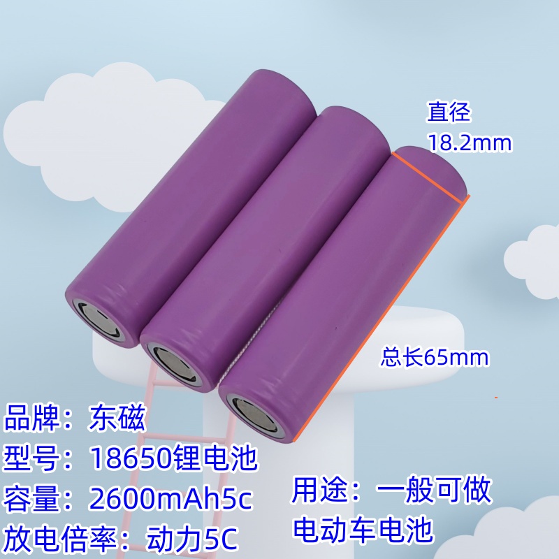 东磁18650锂电池 全新A品三元锂 2600mah 平头动力电池电动车电池 - 图0