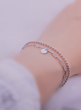 高级感纯银双层手链s9