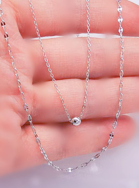 纯银双层小圆珠亮片项链