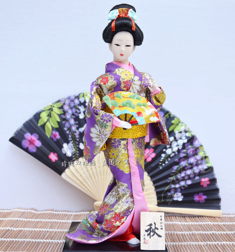 日本人偶艺妓 和服仕女娃娃装饰品 人形摆设 日式绢人摆件工艺品 - 图1