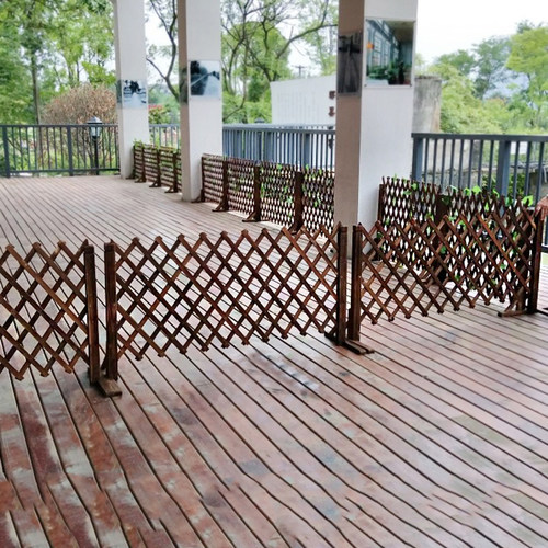 饭店餐饮实木室内伸缩活动围栏宠物门栏简易临时门隔断栅栏装饰 - 图1