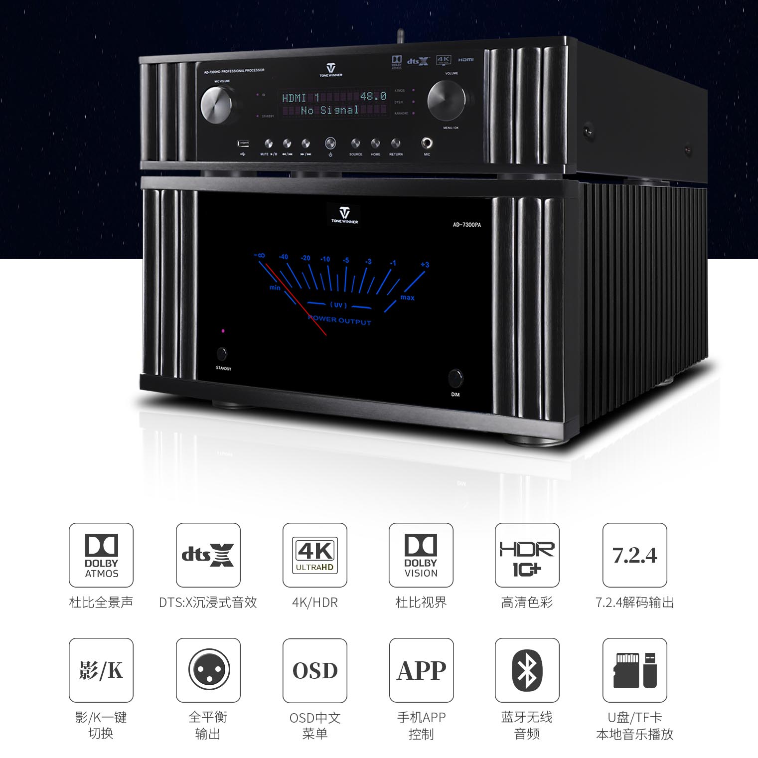 Winner/天逸 AD-7300HD杜比全景声DTS-X沉浸式3D音效影院解码前级-图0