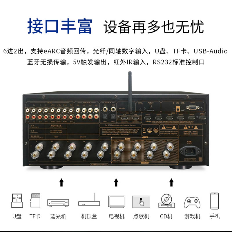 Winner/天逸 AT-2900全景声专业解码9声道大功率家庭影院AV功放机 - 图1