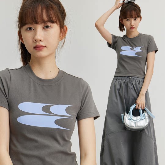 CryingCenter American tight short T-shirt top hot girl casual summer stretch cotton Crying Center