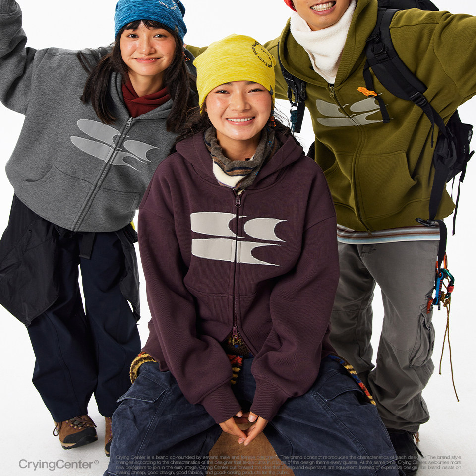 CryingCenter经典logo印花奥绒加绒连帽开衫卫衣外套男女款,淘宝优惠券,粉丝福利购,淘宝优惠卷