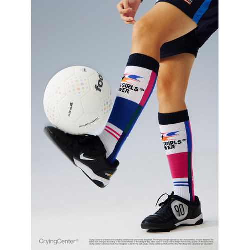 CryingCenterxFootygirls女足复古拼色足球袜长筒运动袜 哭喊中心 - 图0