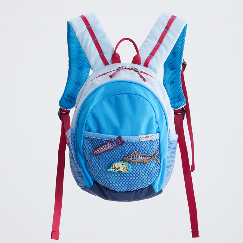 CryingCenter Contrast Color Pin Fish Embroidery Sports Casual Commuting Small Backpack CryingCenter