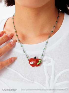 CryingCenter 苹果虫彩豆珠珍珠项链 哭喊中心
