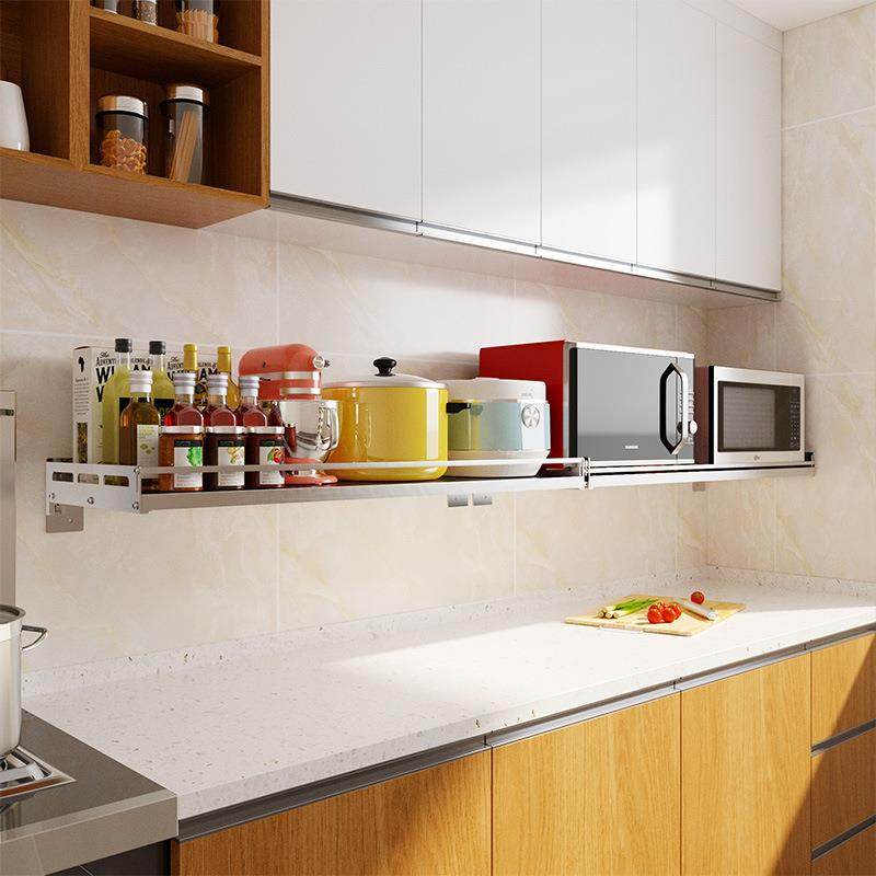 不锈钢壁挂式厨房置物架墙上免打孔微波炉烤箱收纳架子多功能支架,淘宝优惠券,粉丝福利购,淘宝优惠卷