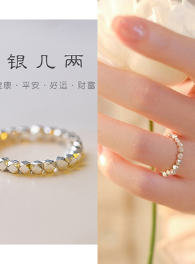 925银戒指不掉色小众天然水晶戒指女复古典雅绿松石戒指女