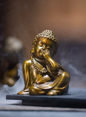 朱炳仁铜 四不小和尚中式桌面铜摆件精品家居饰品茶道茶宠小沙弥