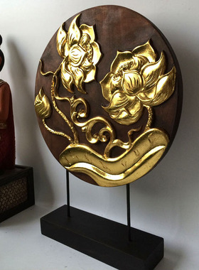 特惠泰国东南亚风手工贴金箔木雕