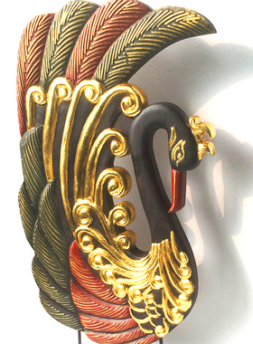 特惠泰国孔雀桌面摆件电视柜木雕