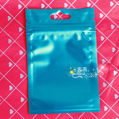 开口10cm*长18cm飞机孔蓝色阴阳拉骨袋 哑光铝半透明自封袋 1个价 - 图0