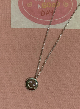 s925原创腮红笑脸项链