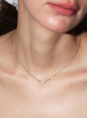 s925银精致迷你莫桑石钻锁骨链