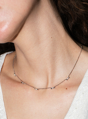 LLabs925银蝴蝶结镶钻项链