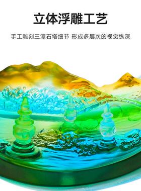 琉璃三潭印月摆件商务创意礼品厂家定制定做客户伴手礼套装