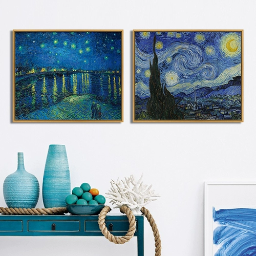 Под звездной рекой Sky River Van Gogh Star Night Night Living Room Фана Фоны Стена Стена Живопись Импрессионист Мастер Внутренний масляной живопись украшение