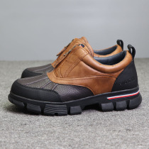 US Foreign Trade Cattle Stock Outdoor Tooling Shoes Men Hunting Duck Boots Waterproof Non-slip Thick Underground Beef Leather Casual Shoes Mens Shoes