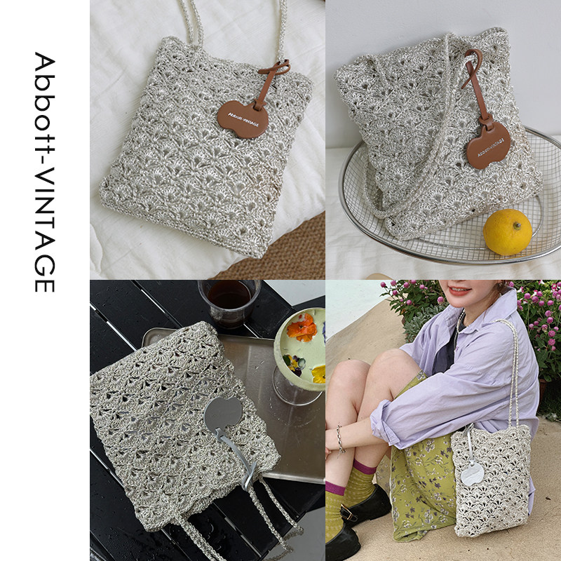 AbbottVINTAGE【贝壳包】小众手工钩织多巴胺编织包手提单肩女包,淘宝优惠券,粉丝福利购,淘宝优惠卷