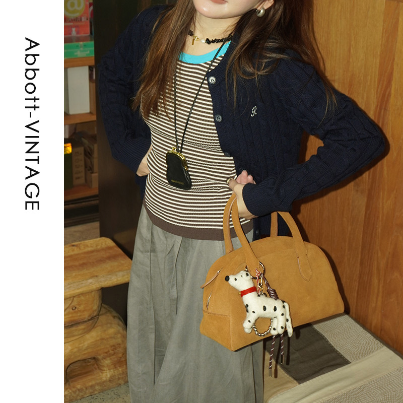 AbbottVINTAGE【波士顿包】原创设计磨砂牛皮手提包秋冬新款,淘宝优惠券,粉丝福利购,淘宝优惠卷