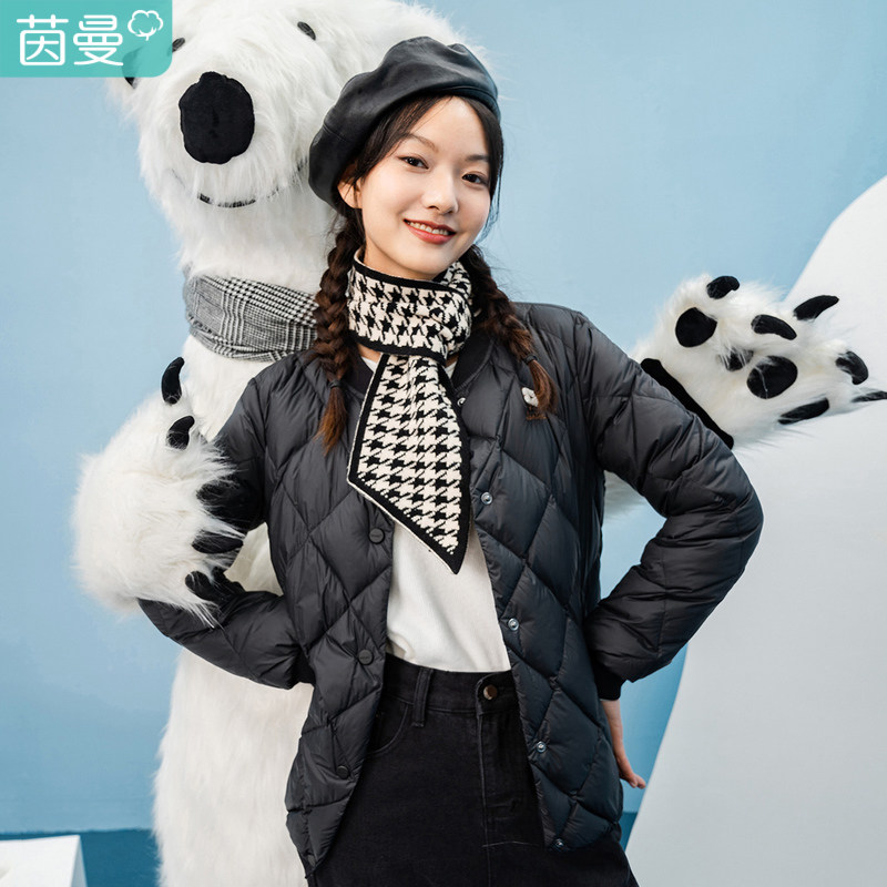 茵曼官方旗舰店短款轻薄新款白鸭绒 茵曼翰飞羽绒服