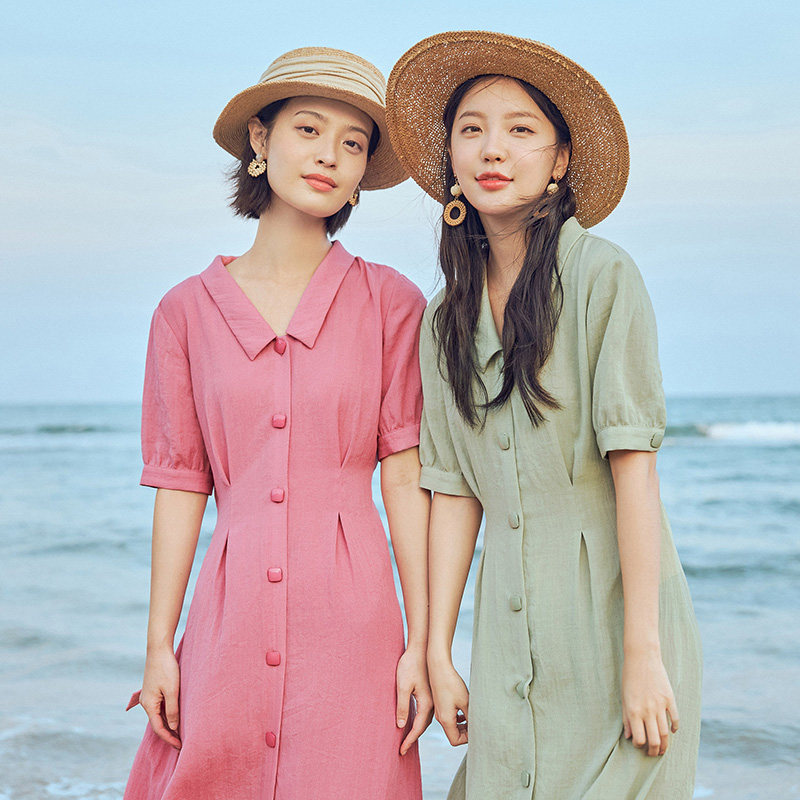 茵曼又纯又欲初恋系2020夏季连衣裙 茵曼田田极客连衣裙