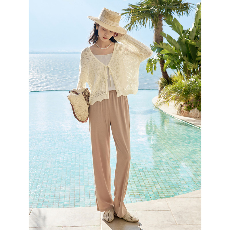 茵曼针织开衫薄款配裙子外搭披肩 茵曼筱茵毛针织衫