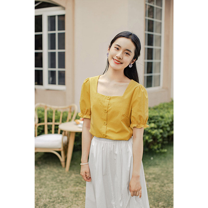 茵曼东大门方领2020夏装新款女衬衫 茵曼田田极客衬衫