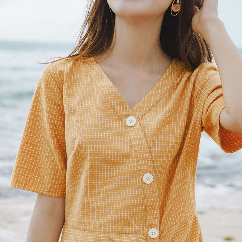 茵曼2020夏季棉绸连衣裙夏时尚外穿 茵曼田田极客连衣裙