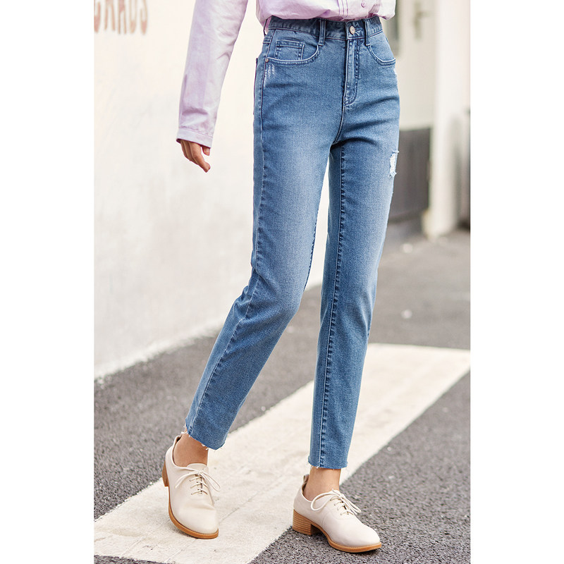 茵曼旗舰店2020年新款春秋季牛仔裤 茵曼翰飞牛仔裤