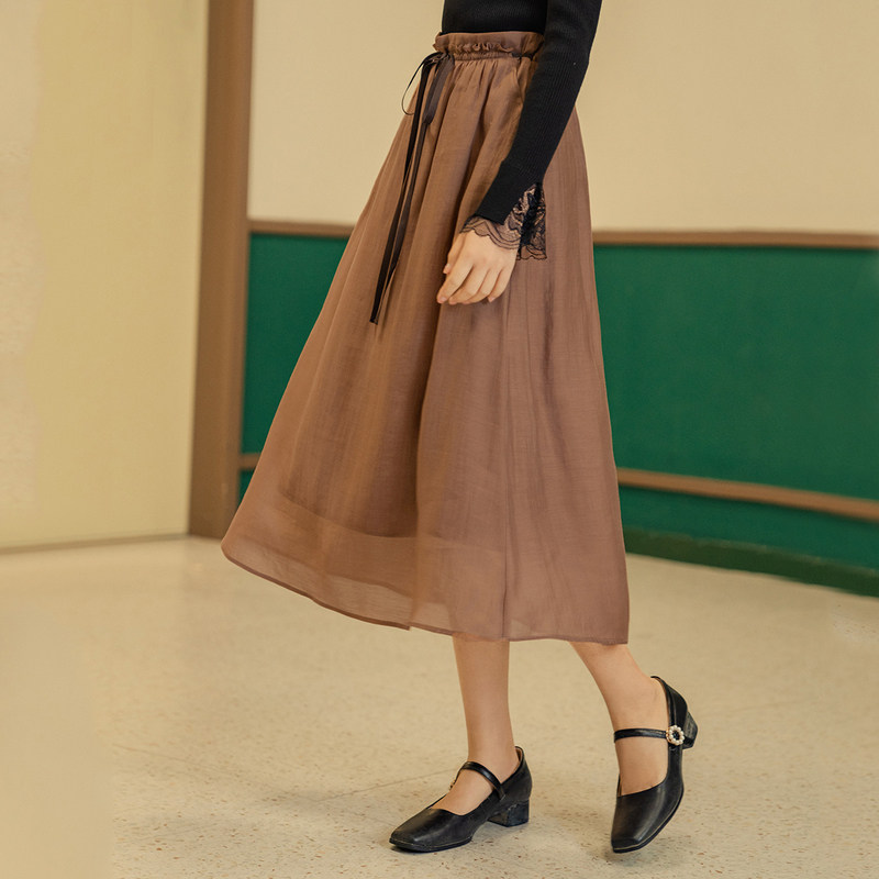 茵曼秋季小心机日系a字裙装半身裙 茵曼翰飞半身裙