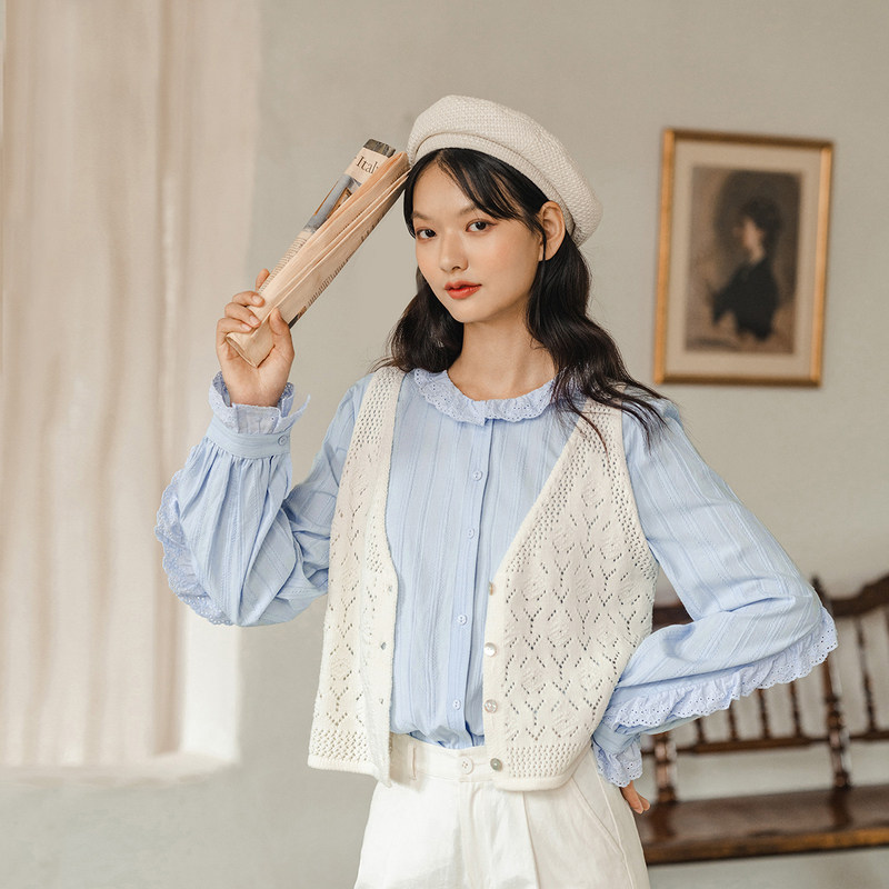 茵曼针织开衫春秋2020短款韩版毛衣 茵曼田田极客马夹