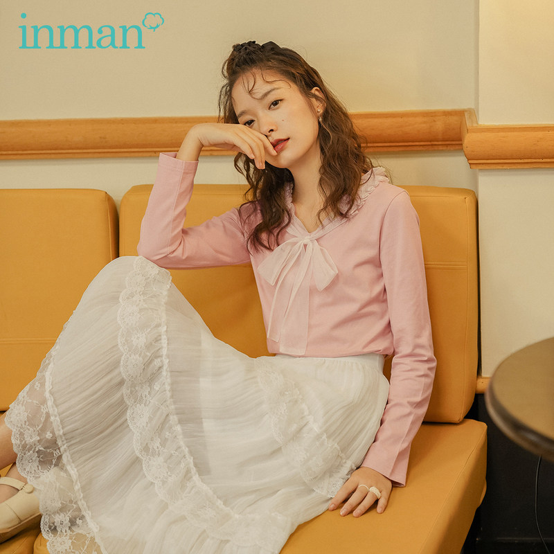 茵曼旗舰店2020年秋装新款秋冬t恤 茵曼翰飞T恤