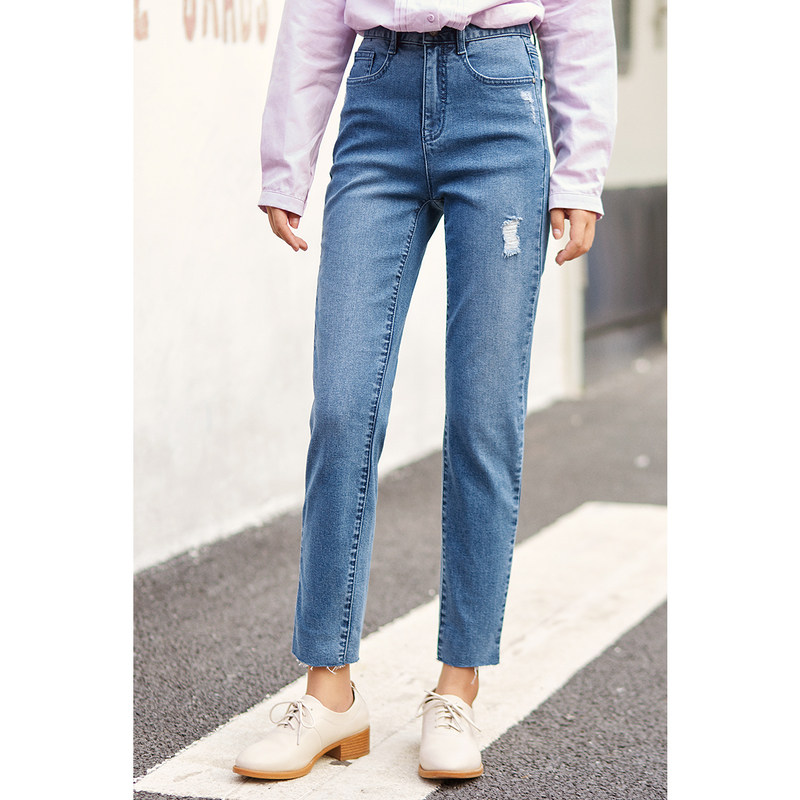 茵曼旗舰店2020年新款春秋季牛仔裤 茵曼翰飞牛仔裤