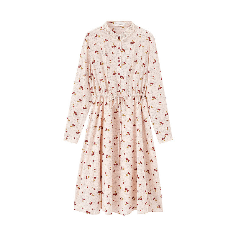 茵曼旗舰店秋装长袖炸街碎花裙子 茵曼翰飞连衣裙